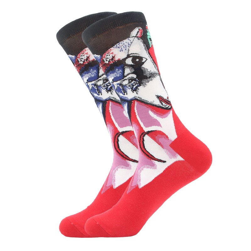 Letsbuy 1 par kvinder retro kunst sokker bomuld korte sokker oliemaling patern herre sjove sokker forår efterår sok – Grandado