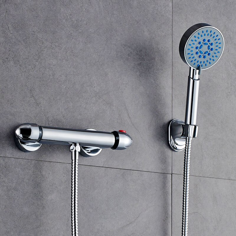 Rovogo Bad Kraan Constante Temperatuur Controle, Badkamer Kraan Wall Mounted Koud Mengkraan Kraan Messing Chroom