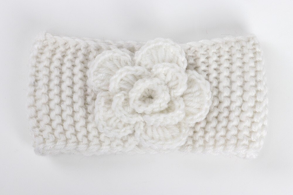 Nouvelle doux bébé hiver garder au fleur tricot laine infantile enfants fille bandeau phtographie accessoires bébé cheveux accessoires: WHITE