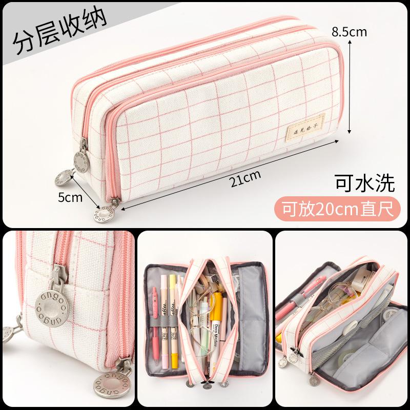 Estuche para lápices de gran capacidad, cartuchera de lona kawaii para la escuela, porta bolígrafos, espacio para 40 lapiceros, artículo de papelería: B