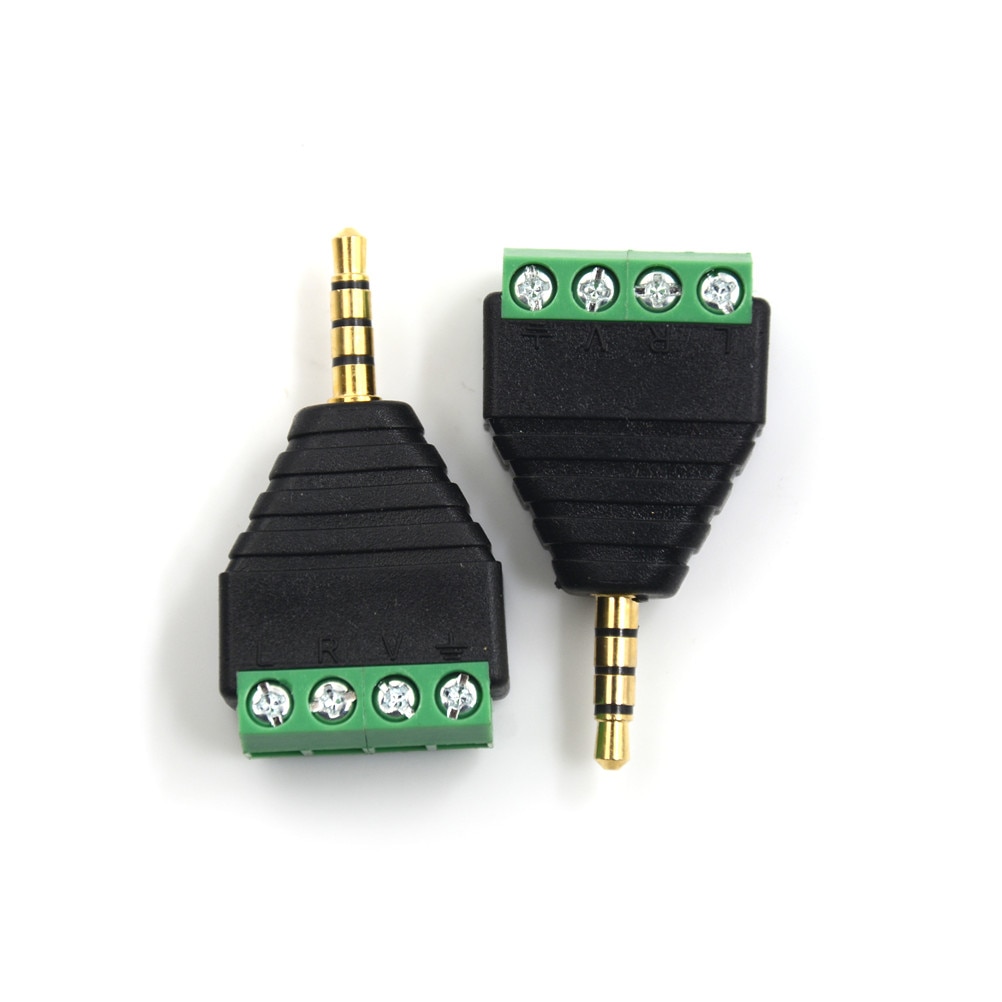 3.5 mm male 4 pin Terminal Block Plug connector Video AV Balun 3.5mm 4 Pole Stereo Male to AV Screw Terminal Stereo Jack