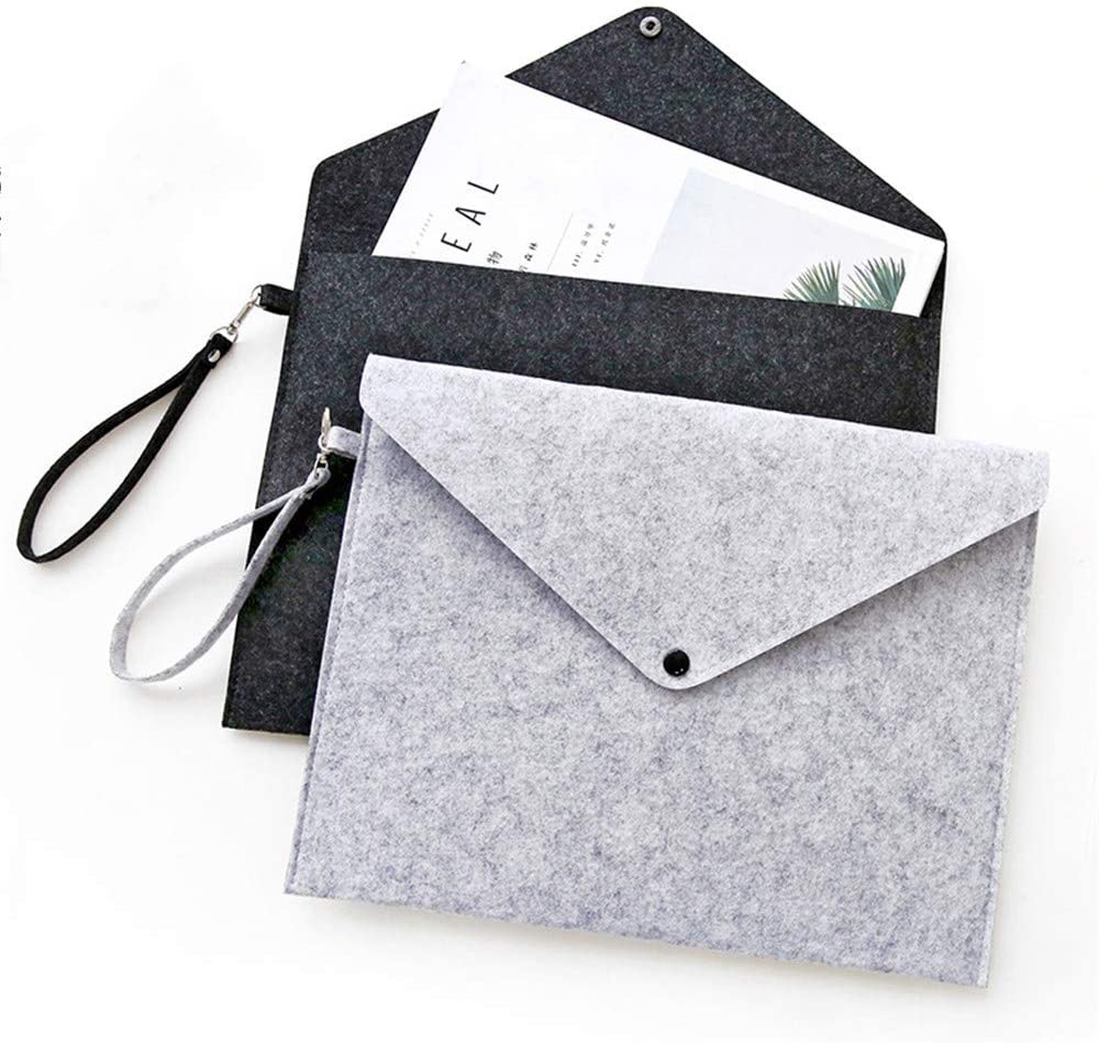 A4 File Folders-Expanding File Folder Portable Felt Holder Envelope Office Durable Briefcase Document Bag (with Lanyard)