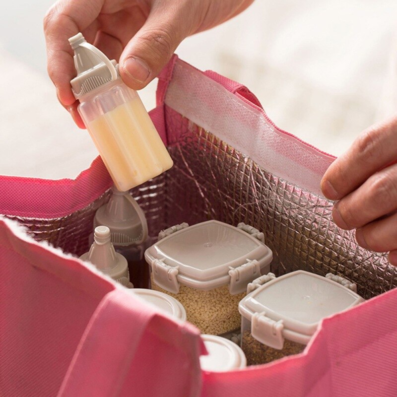 4PCS/Set Mini Portable Seasoning Box Jam Squeeze Bottle Barbecue Picnic Seasoning Sauce Bottle Kitchen Transparent Spice Jar