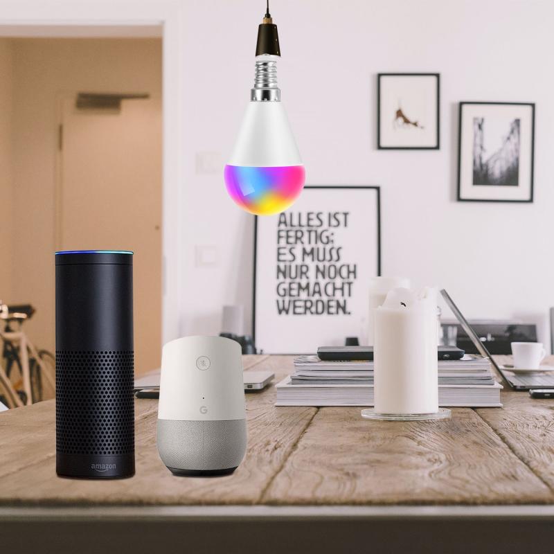 Bombilla inteligente con temporizador regulable, luz con voz por WiFi, 6W, E27, E26, B22, E14, RGB, funciona con Alexa/google home