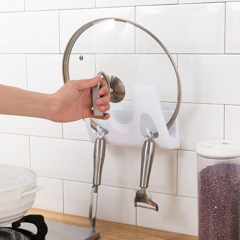 Seinään kiinnitettävä kattilan kansiteline keittiön järjestäjä monitoimilautasten astiateline hylly astian kansi teline teline lävistysvapaa keittiön teline