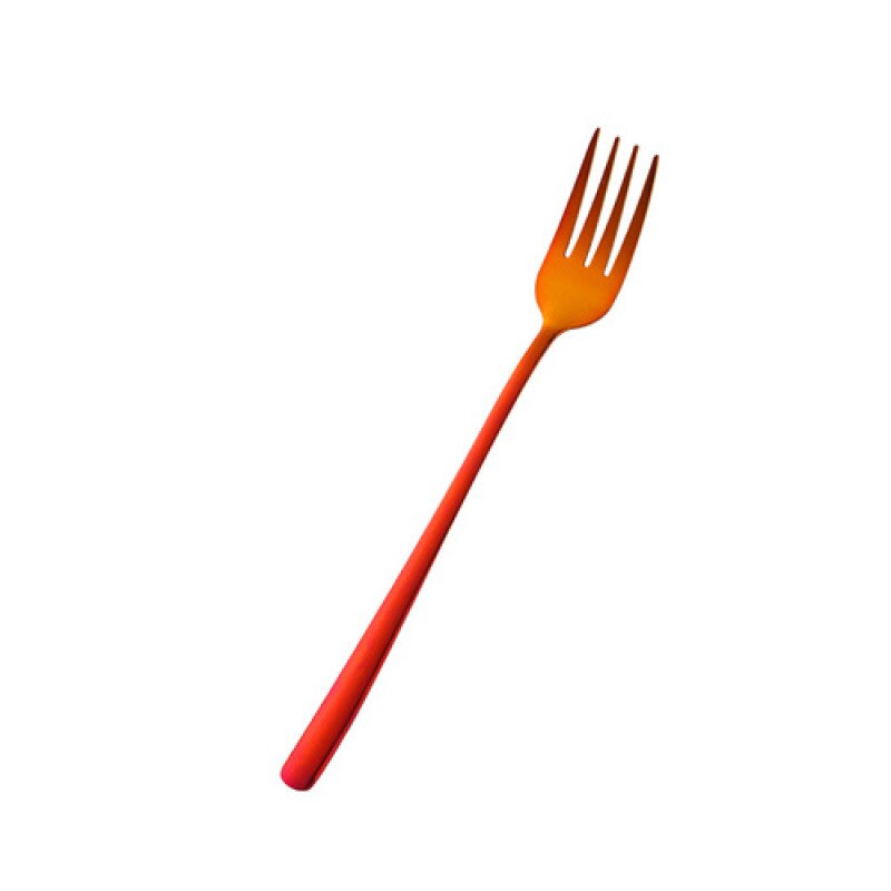 Stainless Steel Long Handle Dinner Fork 9 Colors Rainbow Fork Kitchen Hotel Supplies Restaurant Tableware Fork: Red