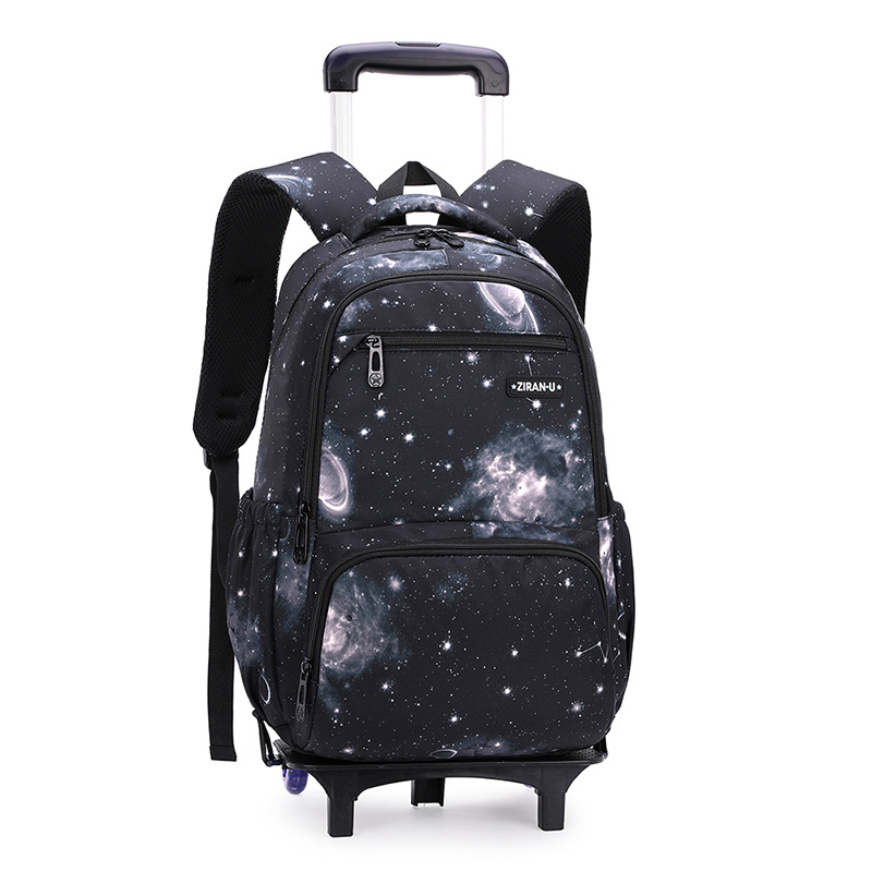 Schoolrugzaktas met wielen Terug naar school Rolling Bags Student-rugzak op wielen voor jongensmeisjes Kinderen Schooltrolleytas: Black