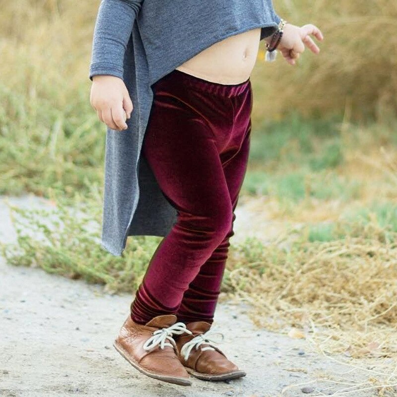 Baby piger bukser guld fløjl leggings til pige forår efterår børn bukser småbørn joggingbukser tøj