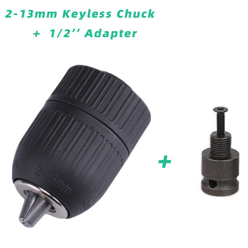 Drill Chuck &amp; Drill Chuck Adapter Convert Impact Wrench Into Electric Drill - 1/2"-20UNF &amp; 3/8"-24UNF Thread 3 Jaw Chuck: 2-13mm-adapter-B
