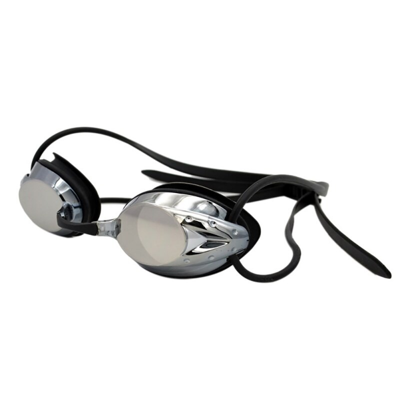Volwassen Mannen Vrouwen Outdoor Water Sport Zwemmen Bril Anti-Fog Waterdichte Kleurrijke Plating Zwembril Met Neusbrug Vervan: Black