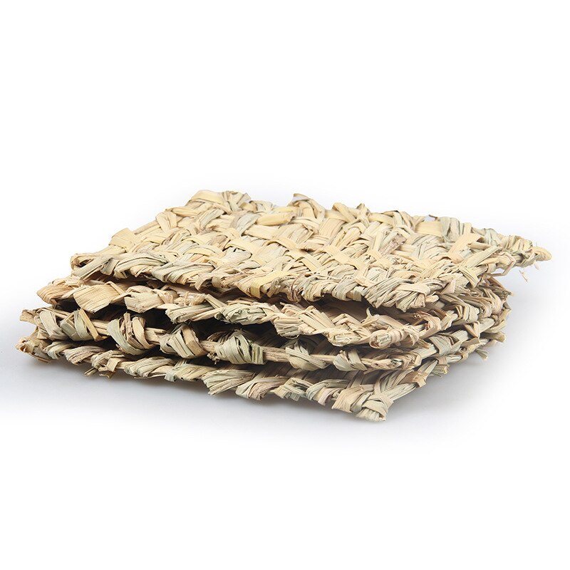 Hamster Grass Mat Pet Rabbit Chew Mat Toy Small Animal Rat Guinea Pig Interesting Pet Toys Woven Bed Mat for Small Pets