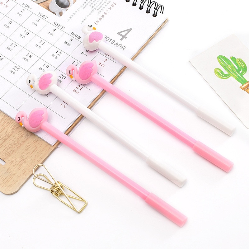 1 pièces Kawaii rose flamant rose stylo Gel 0.35mm mignon animaux stylos magiques Kawaii Gel stylos école écriture nouveauté papeterie filles