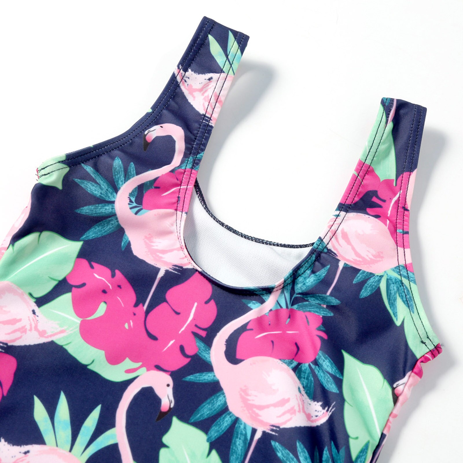 Little Girls Breathable One-piece Swimsuit Summer Children Cute Flamingo Printing Flouncing Sleeveless Swimwear