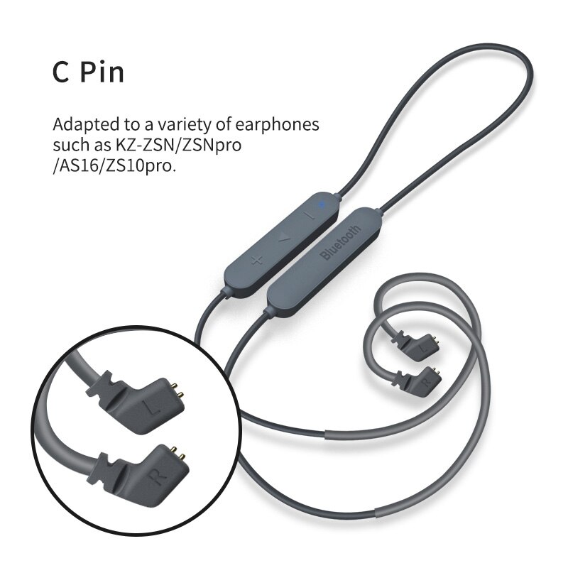 KZ Bluetooth 5.0 Aptx HD QCC3034 MMCX Earphone Wireless Upgrade Cable Applies Headset Cable For KZ ZAX ZSX ZS10 PRO AS10 ZSTx: C PINZSNZS10ProZSX