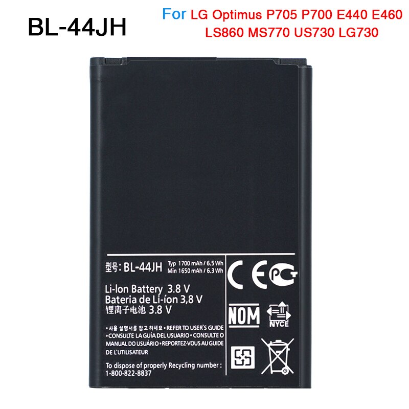 OHD Original Phone Battery For LG G3 G4 G5 G6 G7 V20 K10 LTE BL-53YH BL-51YF BL-42D1F BL-45A1H BL-44E1F BL-T32 BL-T39: For LG Optimus L4 II