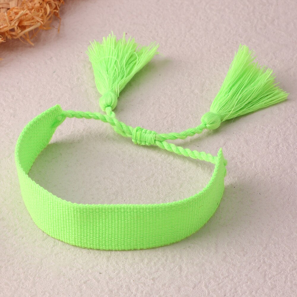 Bracelet en tissu brodé de lettres ethniques pour femmes, bijoux de luxe, style bohème, pompon réglable, d&#39;amitié: BZ1495J