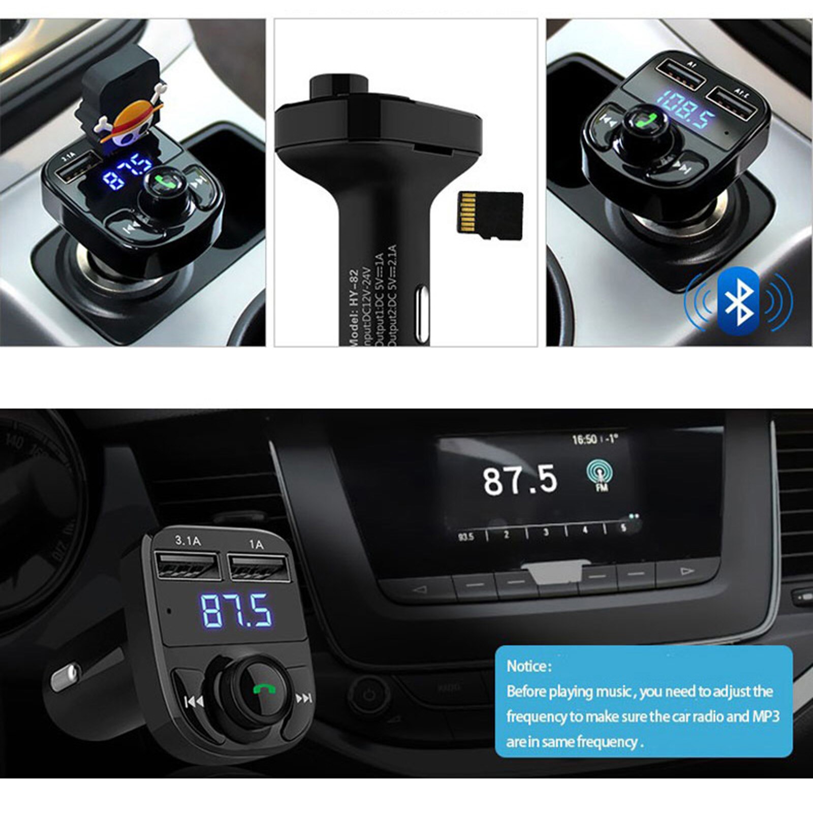 Auto MP3 Player Charger Dual Usb 2.0 High Speed Bluetooth Fm Transmitter Car Kit Handsfree Praktische Accessoire Met handleiding