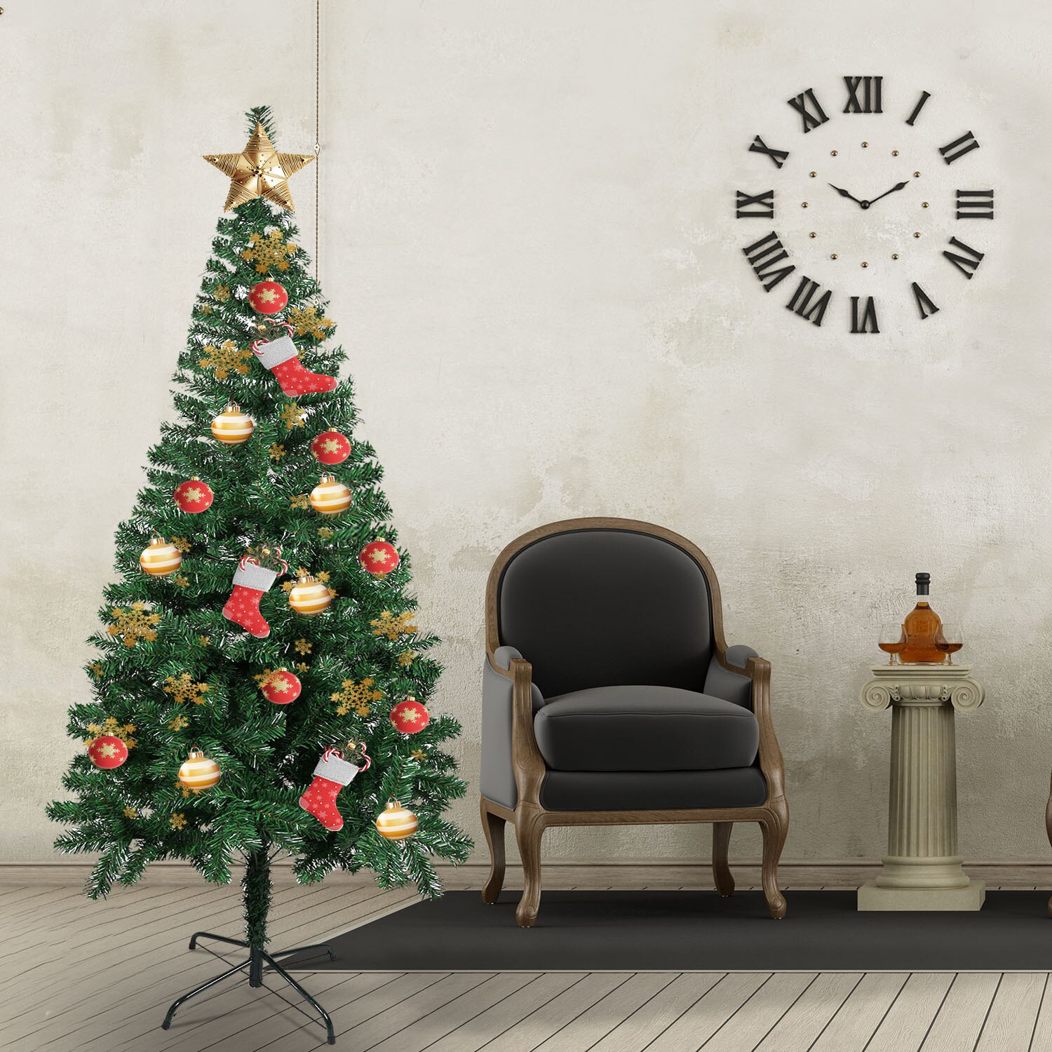 Árbol de Navidad decoración Artificial árbol completo con soporte de Metal sólido para en casa K888