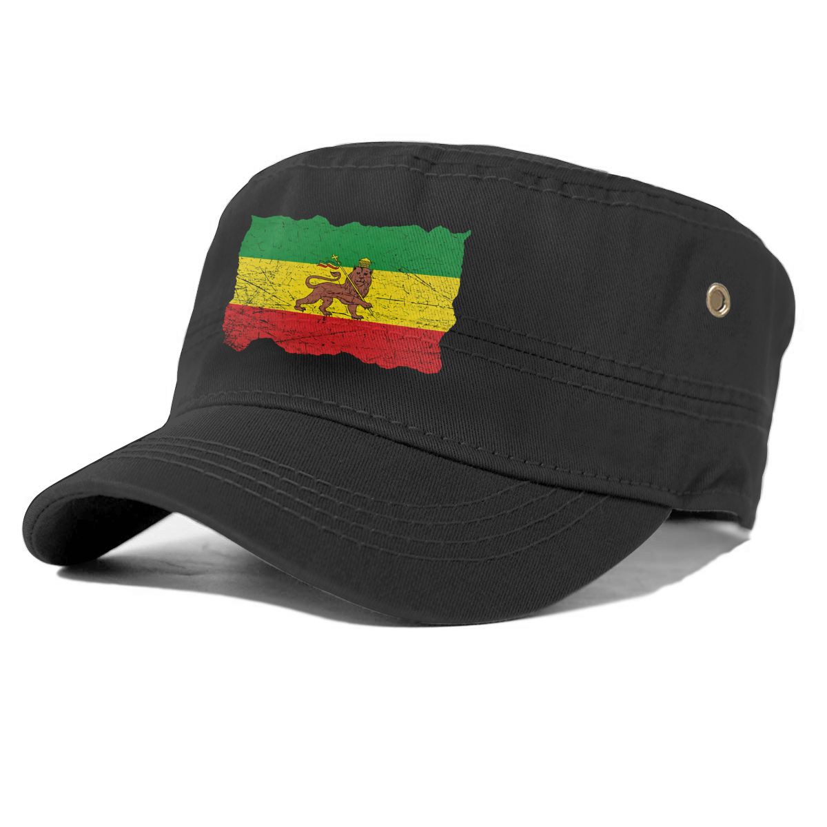 Ethiopia rastafari flag rasta babylon irie ska baseball cap hip hop hat man hat baseball snapback cap women bucket hat: Black