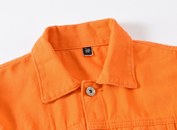 Autumn Men's Jean Jacket Slim Fit Cotton Denim Jacket Purple Orange Ripped Jean Coats Men Outwear Plus Size