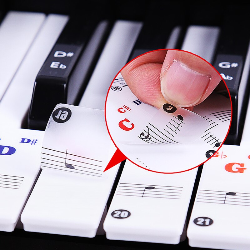 Transparent Removable Digital Piano And Keyboard Stickers For 37/49/88/61/54 Removable Label Electronic Key Sticker Set