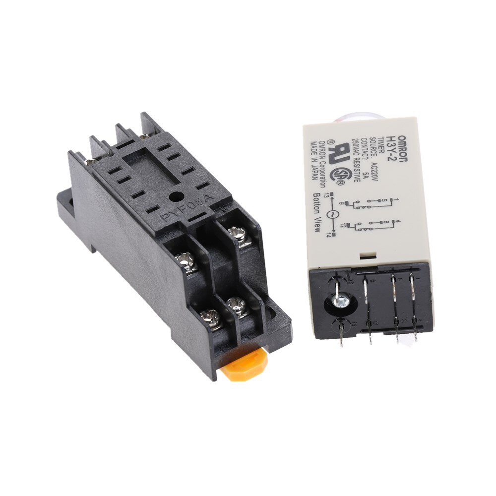 1Pcs H3Y-2 Vertraging Timer Tijdrelais AC220V 110V/DC12V 24V 0 - 30 Minuut Met Base 5A