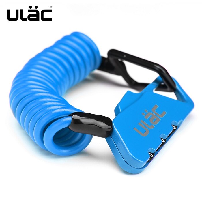 ULAC Helmet Lock & Cable Mini Portable Spring Combination Cable Lock Senior Travel Luggage Locks Motorcycle Scooter Helmet Lock: Blue