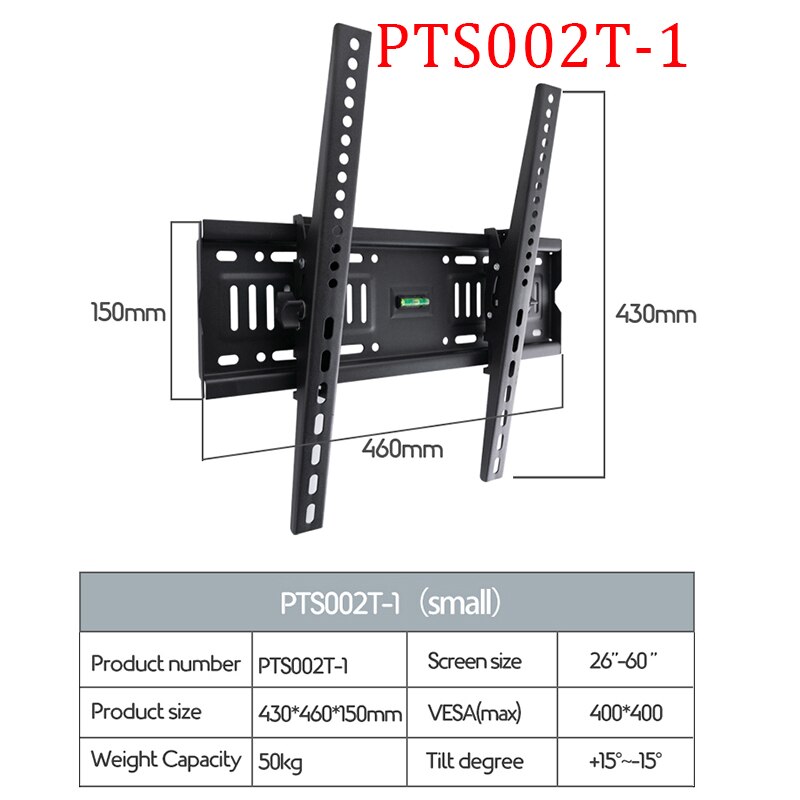 Beshi Led Lcd Tv Muurbeugel Tilt Verstelbare Versterken Tv Ondersteuning Voor 43 ''-75'' Belasting Up om 70Kg Vesa 600*400: PTS002T-1