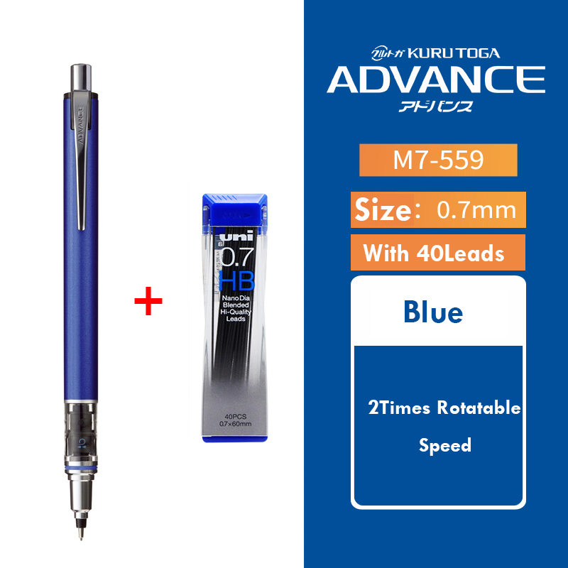 Uni Mechanical Pencil or Refill Set, KURA TOGA Auto Lead Rotary Advance Anti-Broken Core Japan Stationery механический карандаш: light green