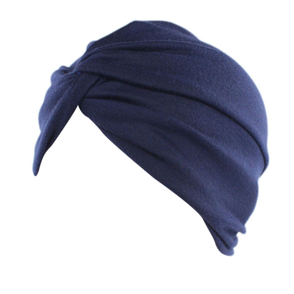 coton Spa Casquette Femmes Cancer Chimio Bonnet Écharpe Turban Tête Chapeau Muts En Sjaal Foulard Musulman Femmes Os Chapeau: Marine Bleu