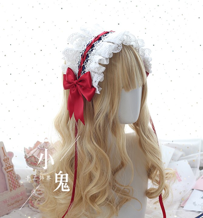 Japonais doux soeur Lolita blanc casque de dentelle bandeau fée soeur bandeau de cheveux sauvage doux soeur Lolita petits cheveux KC: White Xue Ji