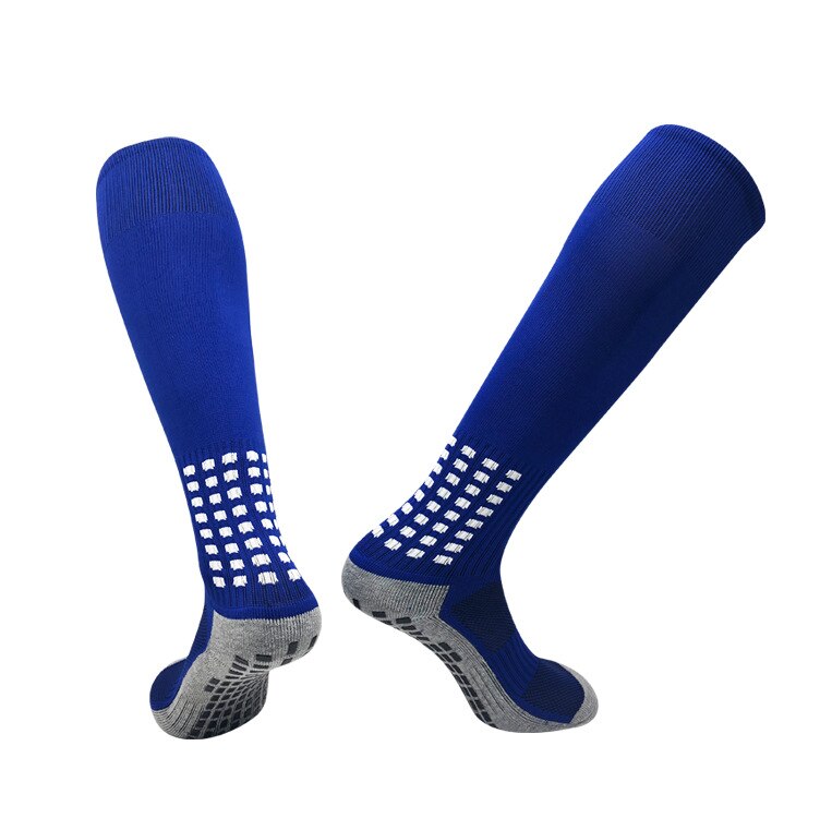Mænd kvinder sokker knæhøje lange strømper skridsikre strømper kompression cirkulation basketball sokker voksne: Blå