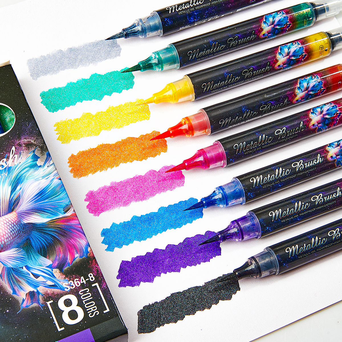8 Stück Click Flash Markierungsstift DIY Album Stift Handjournal Grußkarte Schreiben Flash Pen geeignet für Malerei Weihnachten H