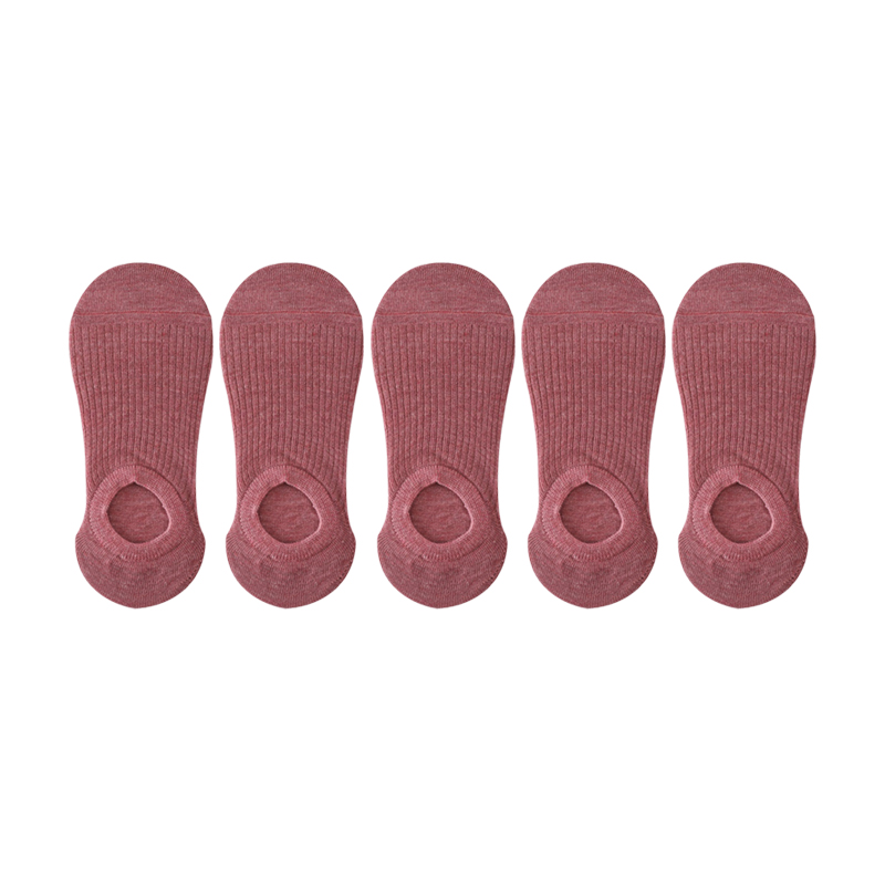 5 pares de zapatillas de calcetín para mujer, calcetines invisibles finos y transpirables de verano de colores sólidos, calcetines cortos invisibles de silicona antideslizantes: Gris oscuro