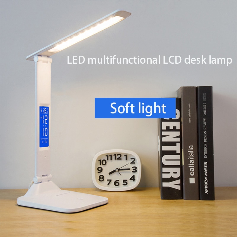 LED Desk Lamp Eye Protection Desk Dormitory Student Children's Learning Special Charge Plug-in Dual-Purpose LCD Bedside Lamp