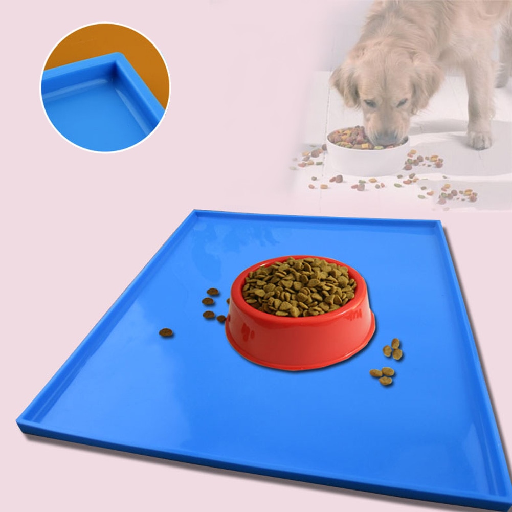 Fodring af kæledyrs spildsikre madmåtter skridsikker hundekattebakke silikone giftfri og allergisk sikker, nem rengøring praktisk og holdbar
