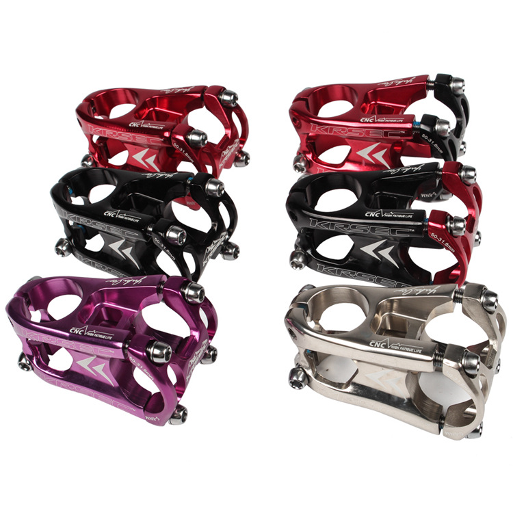 KRSEC MTB Bike Short Stem 50mm Ultralight CNC Hollow Stems for Bicycle 31.8mm Handlebar