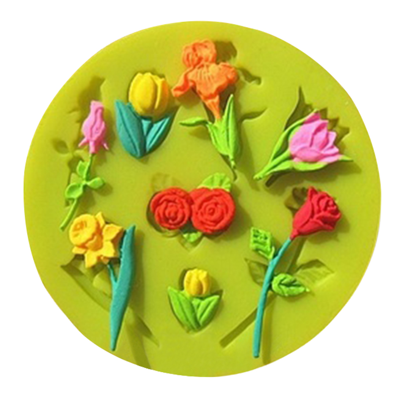 3D Food-grade Silicone Mold Rose Bloem zeep Siliconen Mal Fondant Decorating Cake Chocolade Candy Jello Keuken Bakvorm