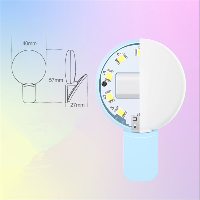 Erilles Coolreall Mini Q Selfie Ring Light Portable Flash LED USB Clip Mobile Phone For Night Photography Fill Light