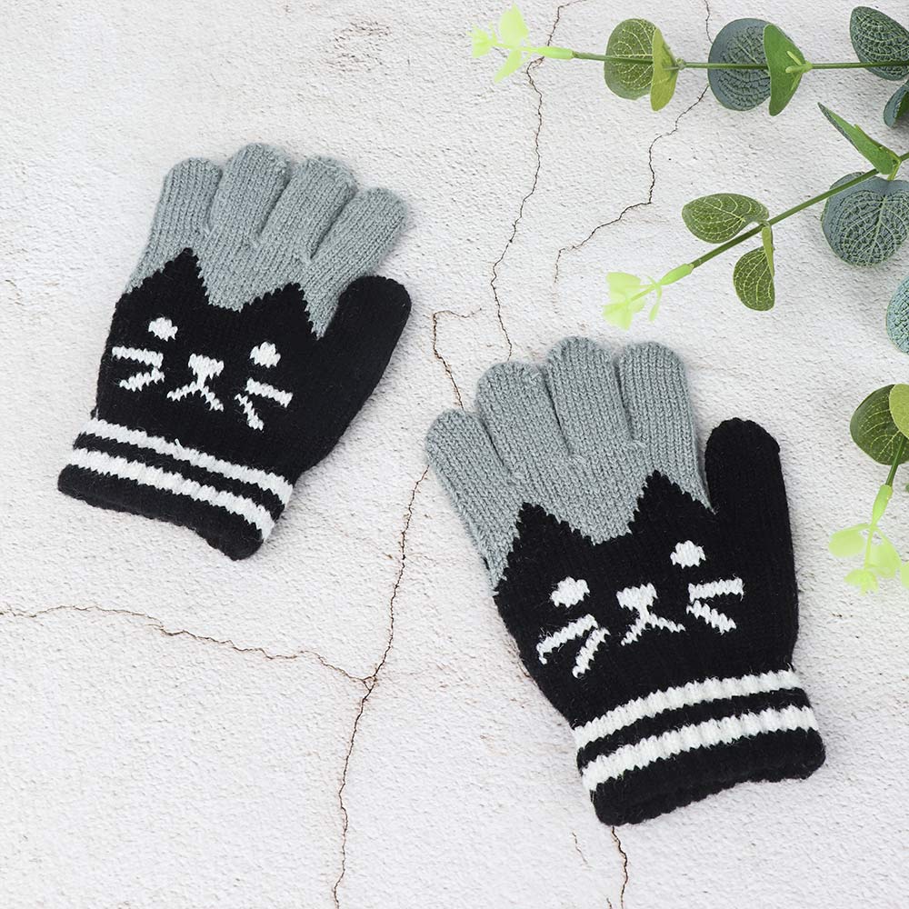 Child Kids Winter Gloves Baby Girls Boys Gloves Kids Winter Warm Thick Knitted Gloves Magic Mittens: black