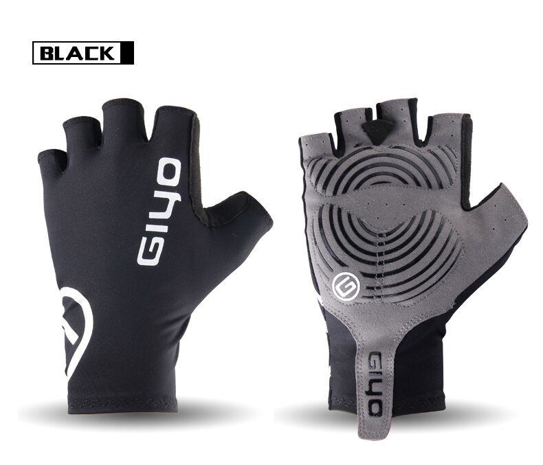 Giyo-Guantes de ciclismo de medio dedo para hombre y mujer, de gel para deportes de carreras, equipo de bicicleta de carretera para ciclismo de montaña: BLACK / XXL