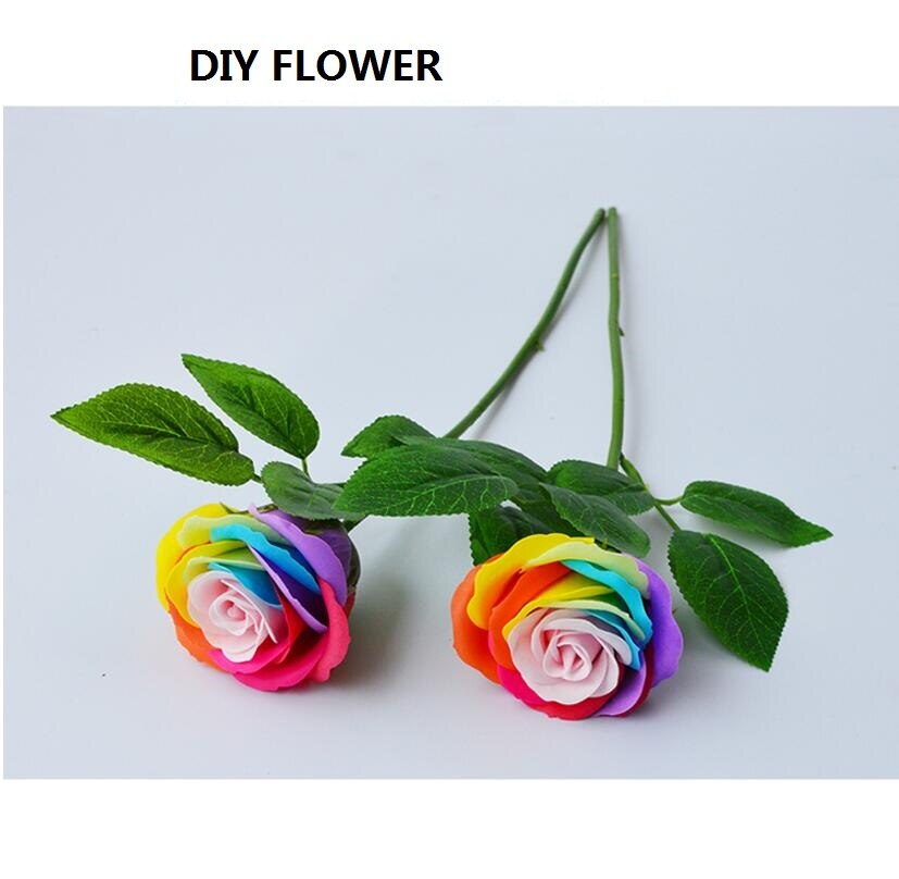 K15298 Simulation Artificial Flower Rod With Leave DIY Rose Soap flower Craft Wedding Decorativ Valentine's Day Birthday