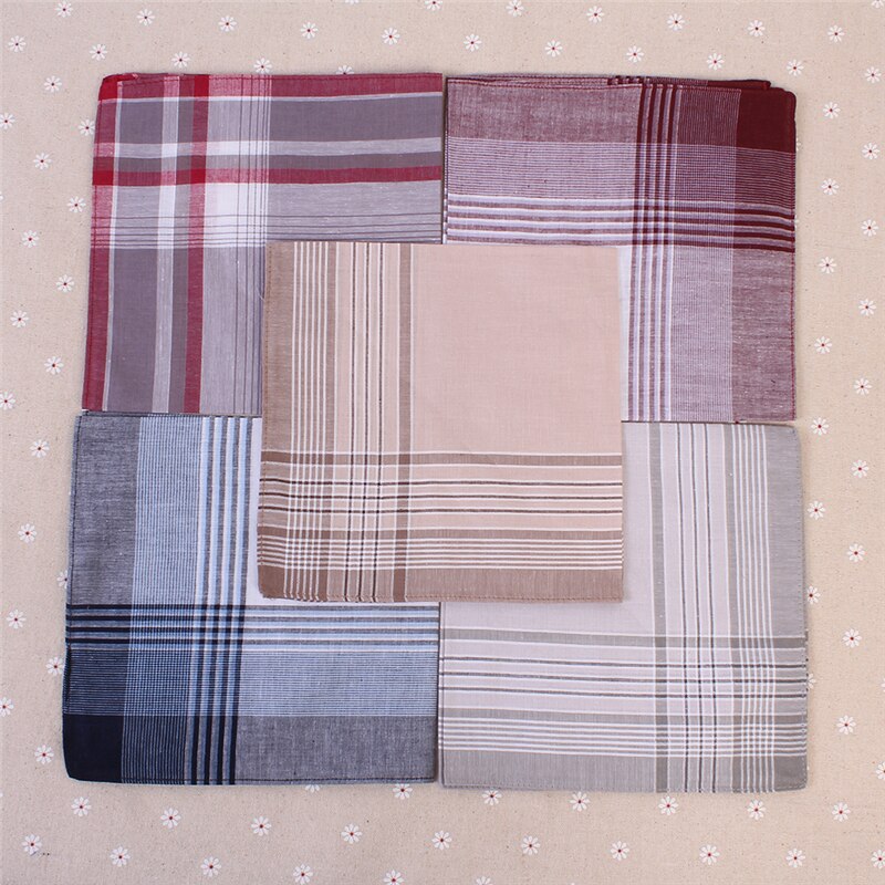 5 stk/parti flerfarvet firkantet stribe plaid lommetørklæder herre klassisk mønster fest bomuld lomme lommetørklæde 40*40 cm 14