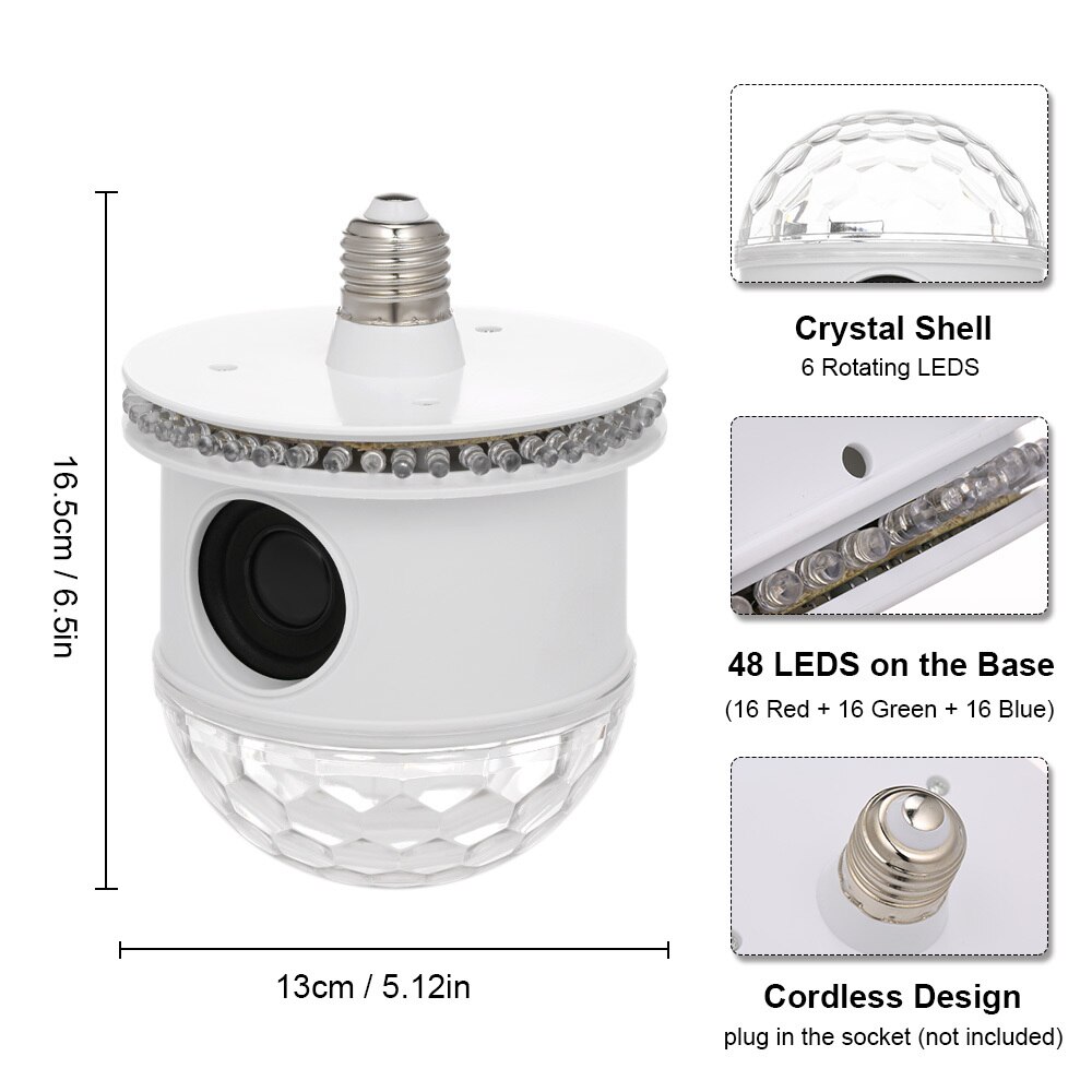 E27 Mini Bluetooth RGB Stage Light Sound Actived Auto Rotating Magic Disco Ball DJ Light LED Stage Effect Lighting Six Mode