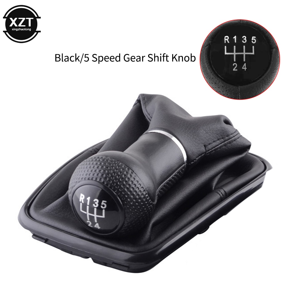 Gear Shift 5 Speed Knop Lever Shifter Gaitor Boot Pu Leer Voor Volkswagen Vw 2003 Golf 4 Iv MK4 Gti R32 Jetta: black