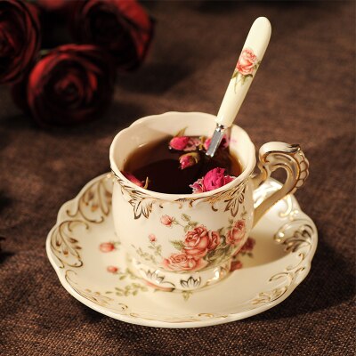 Europæisk porcelæn kaffe kopper sæt kina kinesisk bryllup te sæt hjem dekoration tilbehør: Enkelt