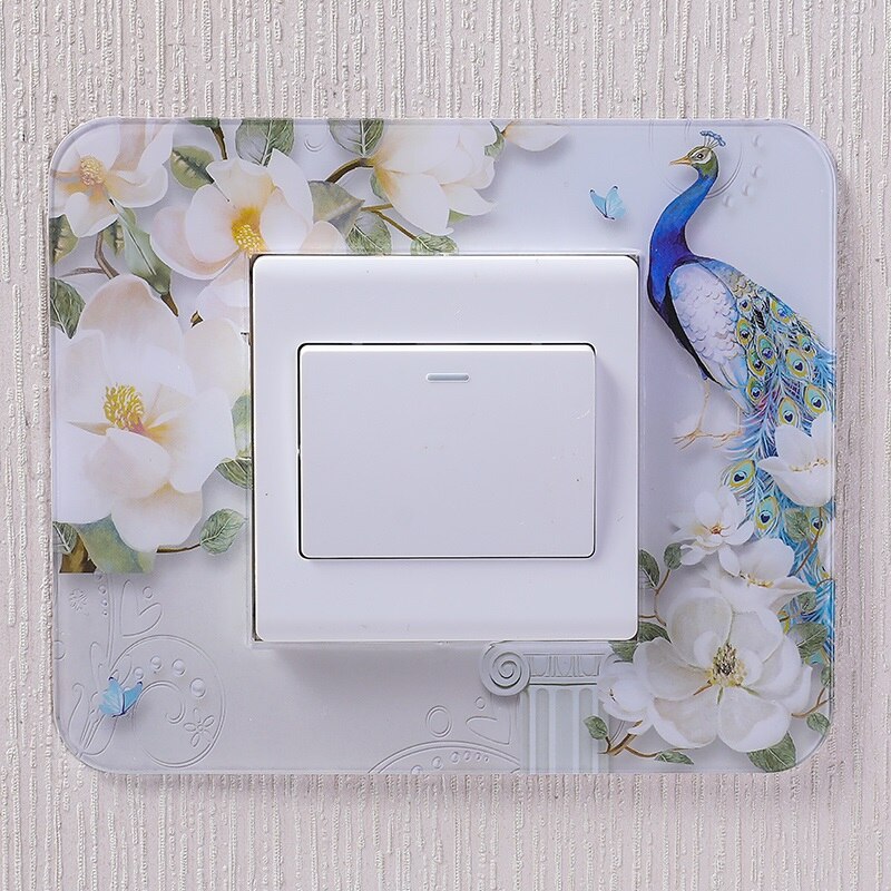Traditional chinese style Acrylic Socket switch sticker Wall stickers Home decor Living room decoration Light switch cover plate: T