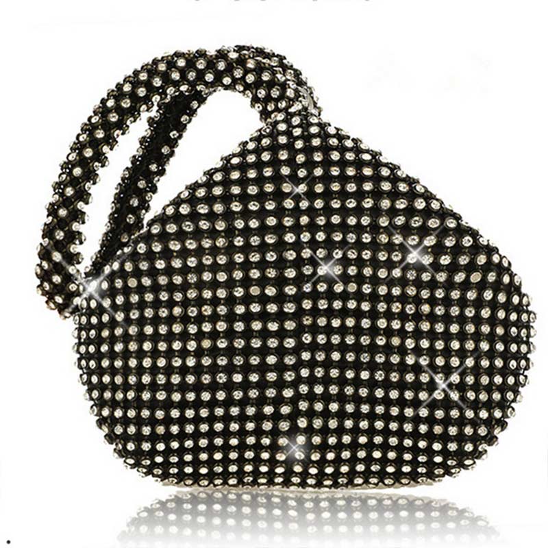 DICIHAYA Soft Beaded Women Evening Bags Zipper Small Lady Wedding Bridalmaid Handbags Purse Bag Diamonds Clutch Bags: black