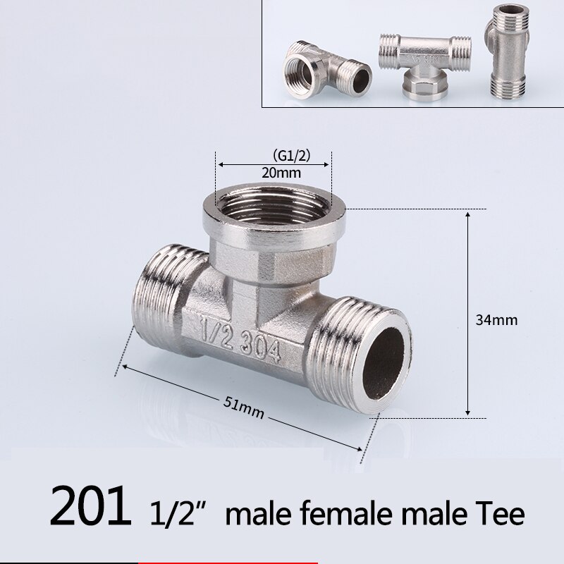 1/2" 3/4" BSP Female Male Thread Tee Type Reducing Stainless steel Elbow Butt joint adapter Adapter Coupler Plumbing fittings: Grey