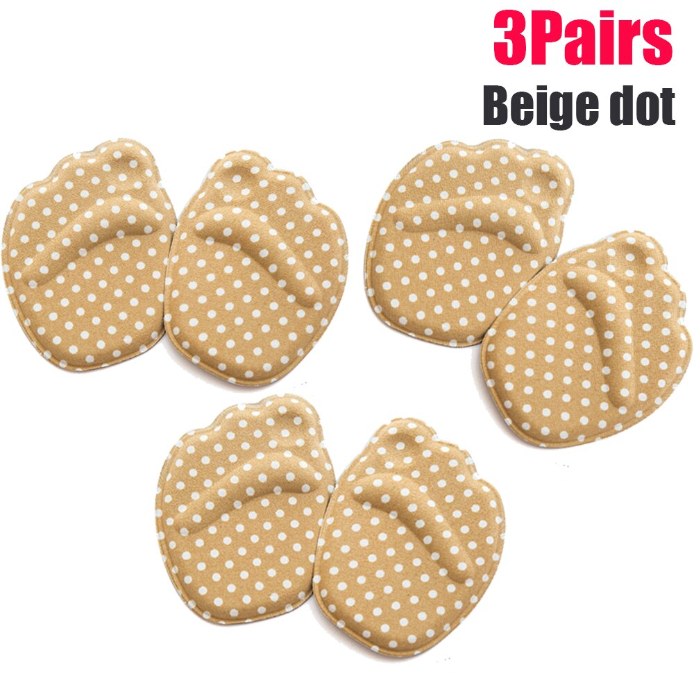 3 Pair Nuttig Zool Hoge Hak Voet Kussens Voorvoet Anti-Slip Binnenzool Ademende Schoenen Vrouwen Bescherming Voet Pad Ondersteunt inserts: Beige dot-3